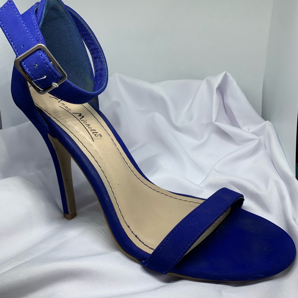 Blue strappy heels